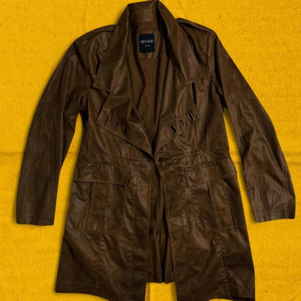 Vintage brown faux leather utility